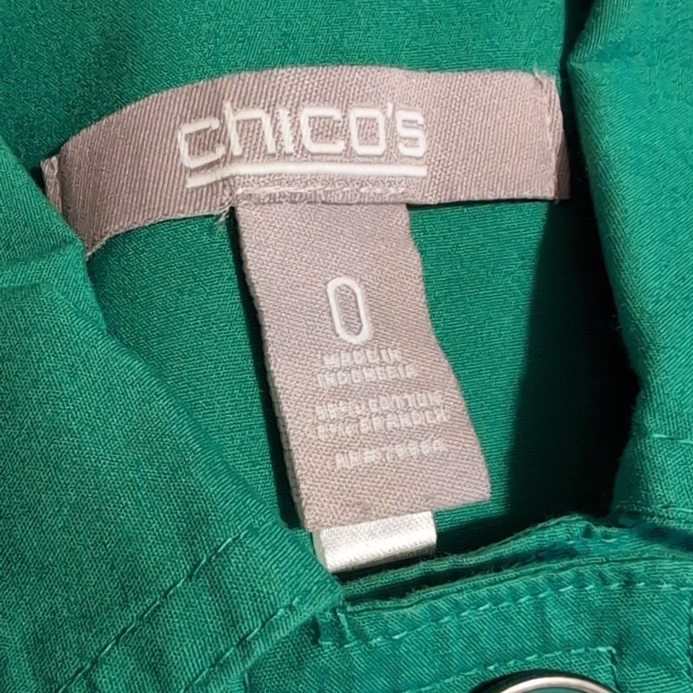 Chico’s Kelly Green 3/4 sleeve Cargo Jacket - Picture 8 of 9